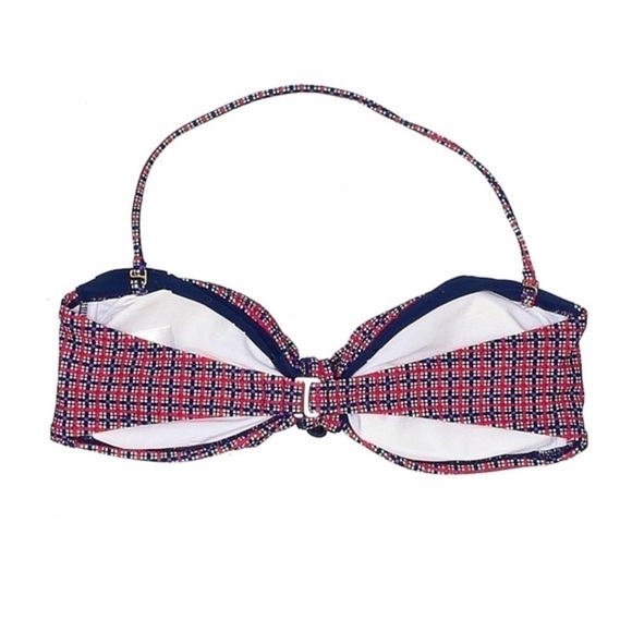 🌺 Jessica Simpson Plaid Check Bow Bandeau Bikini Top Size M - Picture 2 of 10